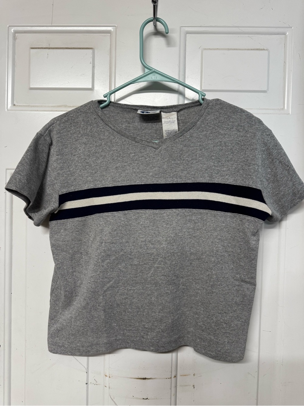 Arizona Jean Company Grey Tee with Navy and White Stripes